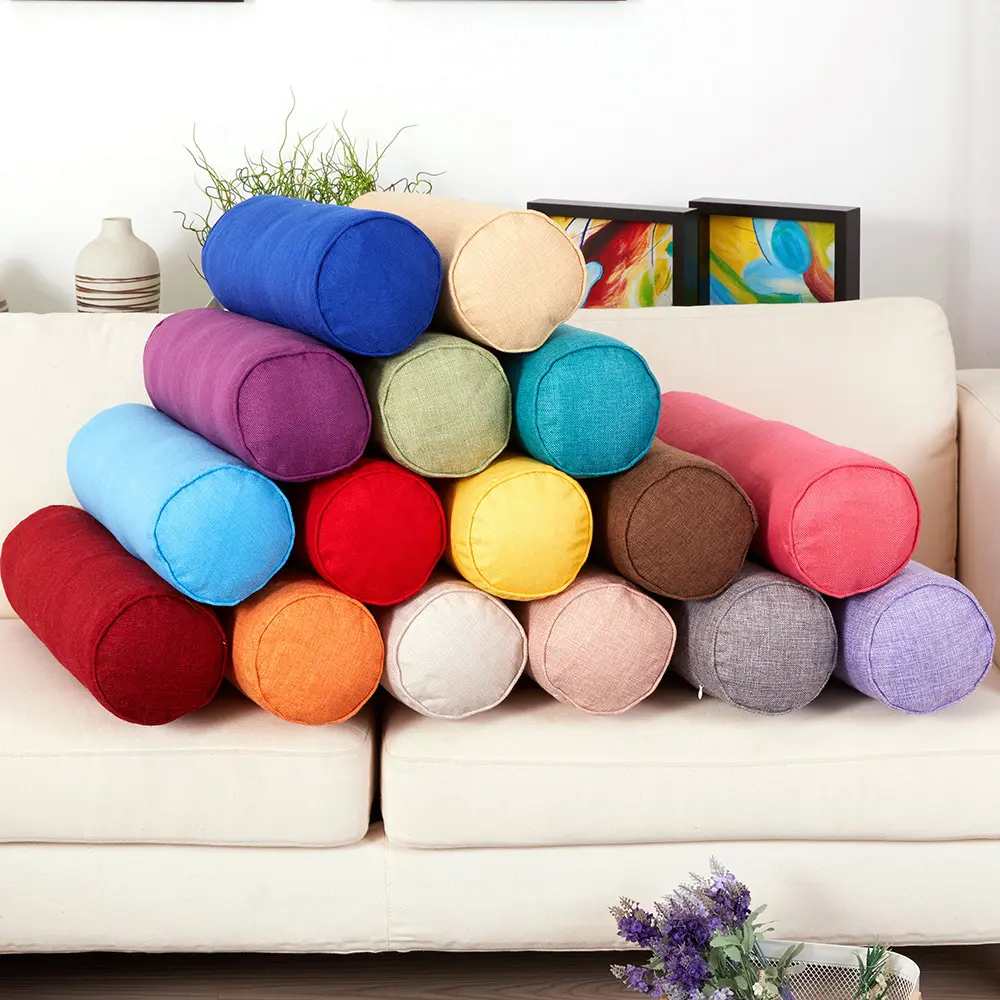 Travesseiro de cama em formato redondo de tamanho personalizado, reforço de enchimento de fibra de poliéster para casa