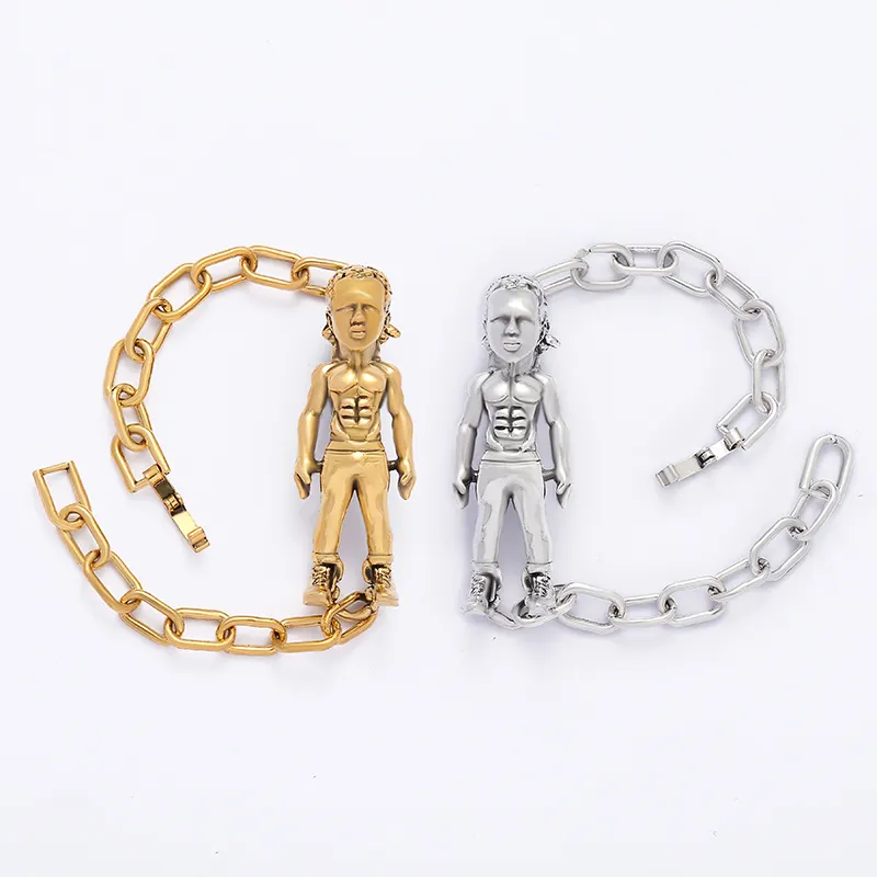 Mengcheng Accessoires Usine Nouvelle Arrivée En Alliage De Métal Vintage Muscle Homme Statue Bracelet Bijoux Personnalité Boucle Bracelet