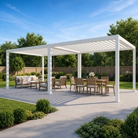 Pergola bioclimatique motorisée de luxe pour jardin, toit de patio en aluminium, pergola extérieure imperméable à l'eau avec système de drainage