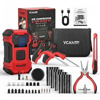 Kit de réparation de pneus crevés avec compresseur d'air, pompe à air portable 150 PSI avec arrêt automatique et LED, kit de réparation de pneus robuste pour voiture, SUV