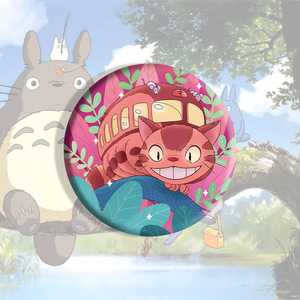 Broche ronde en fer blanc de haute qualité, motif filles d'anime créatives et <span class=keywords><strong>Totoro</strong></span>, badge de vêtement tendance, figurine de dessin animé, vente en gros, produit phare - Product Image 5