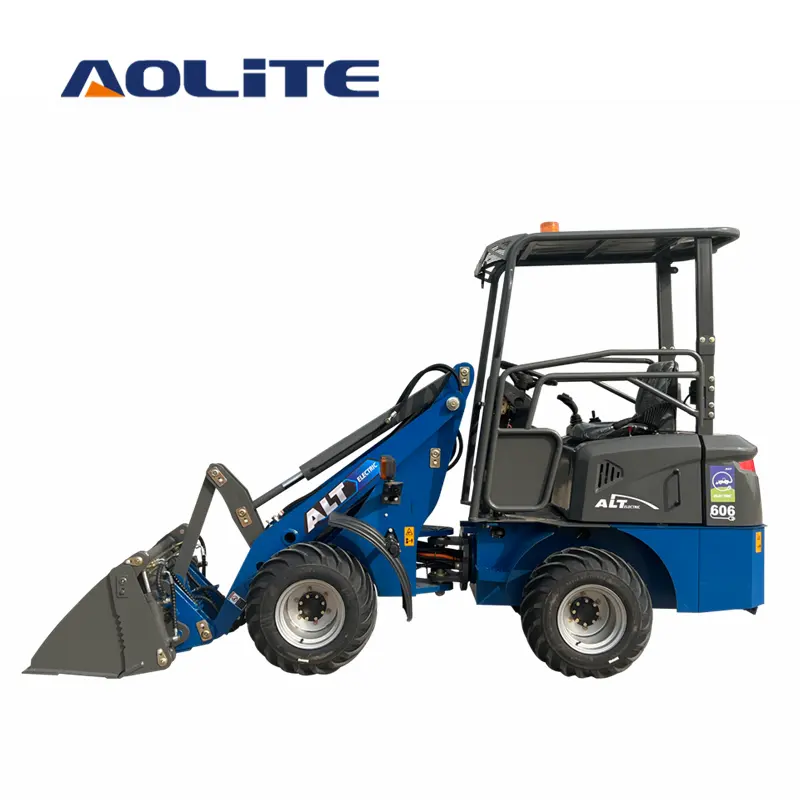 AOLITE606中国elektrischeバッテリー4輪駆動小型ミニウィーラーフロントエンドローダー電動ミニ関節式ホイールローダー