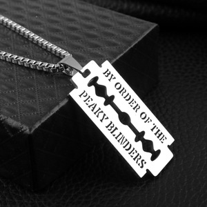 Collana con Lama in Acciaio Inossidabile <span class=keywords><strong>Peaky</strong></span> <span class=keywords><strong>Blinders</strong></span> Razor Party, Collana Punk Personalizzata, Vendita all'Ingrosso, Collana da Uomo - Product Image 4