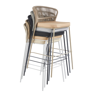 Chaise de bistrot moderne pour jardin, mobilier d'<span class=keywords><strong>extérieur</strong></span>, <span class=keywords><strong>tabourets</strong></span> de <span class=keywords><strong>bar</strong></span> en corde <span class=keywords><strong>avec</strong></span> dossier pour patio - Product Image 6