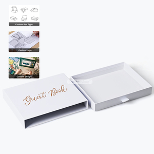 Recyclable Gold Foil Logo Paper Rigid Pull-Out Sleeve Jewelry Drawer <b>Gift</b> <b>Box</b> with Ribbon - Product Image 1