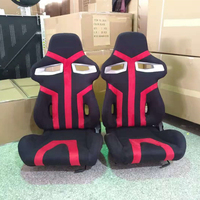 JBR1069 SIÈGES DE COURSE ROUGE NOIR Lavable Respirant PVC Siège de Voiture Ensemble Complet Avant Arrière Banquette Fendue Noir