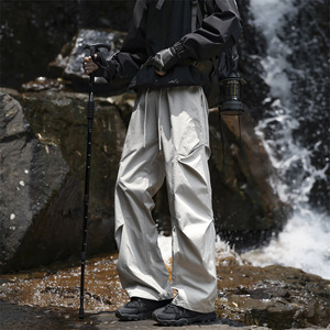 <span class=keywords><strong>Pantalon</strong></span> d'extérieur pour <span class=keywords><strong>homme</strong></span>, coupe-vent et imperméable, <span class=keywords><strong>taille</strong></span> élastique, couleur unie, style empilé - Product Image 5