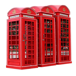Cabine téléphonique rouge de style britannique, artisanat en métal pour la décoration de mariage, accessoire de cabine téléphonique vintage pour la décoration d'événements - Product Image 5