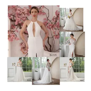 Made Elegant Vestido de Noiva Gowns Bridal pink satin vintage white mermaid custom wedding dress