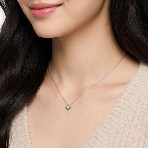 Latest Trendy Rhombus Shape Single Diamond 18K Solid Rose Gold Real Natural Diamond Tiny Pendant Chain Necklace Gift For Women - Product Image 5