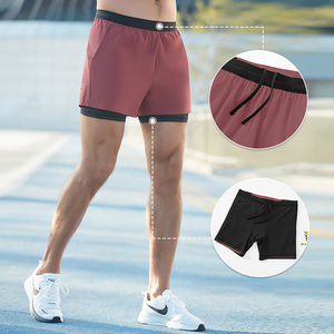 HEALY 2 en 1 Pantalones cortos para correr Hombres Cintura elástica Entrenamiento Atlético Gimnasio Deportes al aire libre Pantalones cortos con bolsillos - Product Image 3