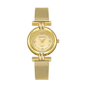 <span class=keywords><strong>Orologio</strong></span> da <span class=keywords><strong>Donna</strong></span> con <span class=keywords><strong>Cinturino</strong></span> in Maglia d'<span class=keywords><strong>Acciaio</strong></span> Inossidabile, Quadrante Rotondo Dorato di Lusso, <span class=keywords><strong>Orologio</strong></span> da Polso al Quarzo per Studentesse - Product Image 6