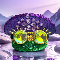 Chapeaux de Capitaine Personnalisés en Gros (3 MOQ) avec Paillettes Violette et Verte, Lunettes Steampunk Dorées, Casquettes de Fête pour Femmes pour Rave et Festivals de Musique
