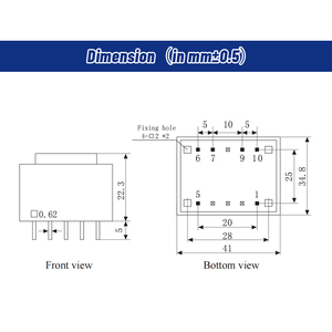 Transformador de Montaje en PCB Sellado con Epoxi YHDC PE3808-M, 2.5VA, 110/220/230/380V CA, Aislamiento de Clase B UL94-V0, Bajo Ruido, CE/RoHS - Product Image 4