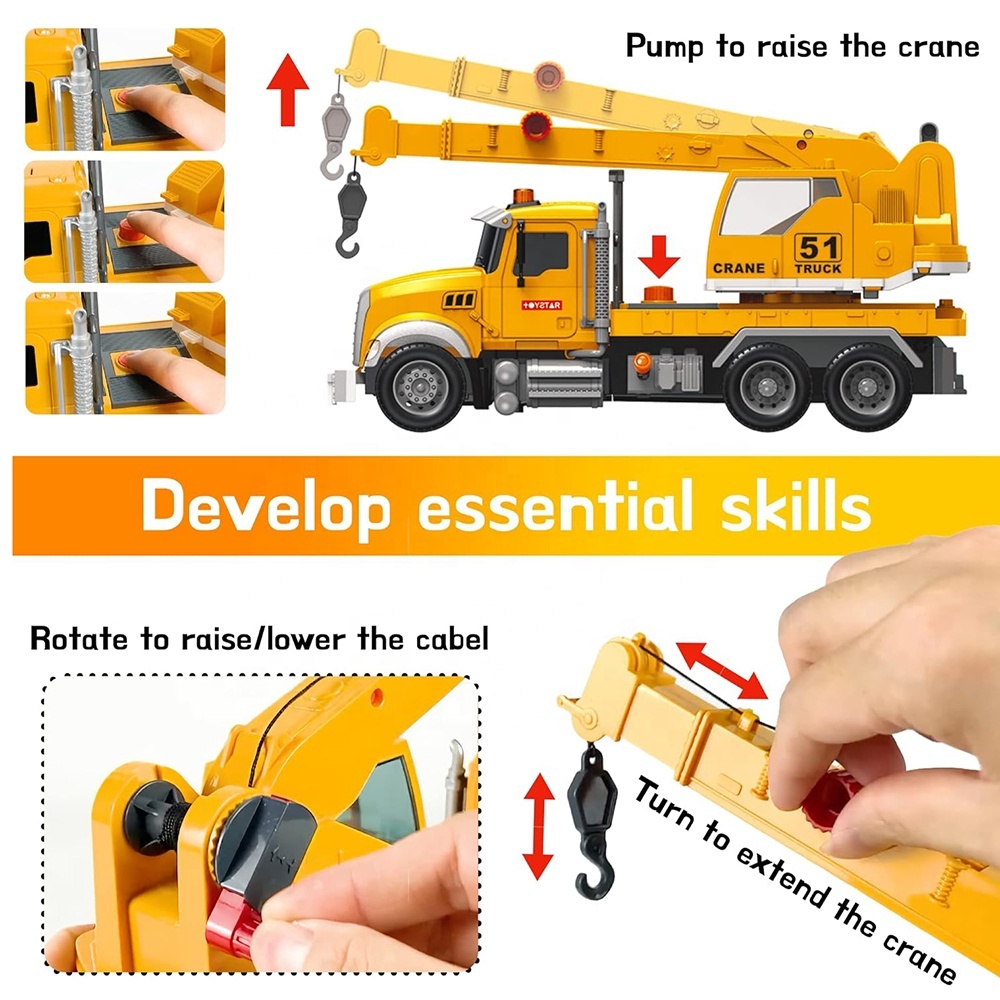 Camion Grue 30 Cm – Avec Lumière Et Son – Action Series – Jouet De Chantier