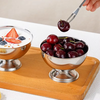 Bol en acier inoxydable de qualité alimentaire au design moderne et minimaliste pour dessert, gâteau, fraise, usage créatif et décoratif, vaisselle d'exportation