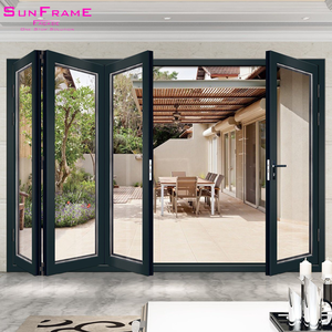Portes pliantes bi modernes Alliage d'aluminium Verre trempé Balcon Accordéon <span class=keywords><strong>Porte</strong></span> pliante coulissante - Product Image 2