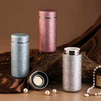 Botol Vakum Mini 220ML dengan Lapisan Dalam Keramik Tekstur Titanium, Tumbler Teh Portabel Anti Bocor untuk Perjalanan Kantor Saku
