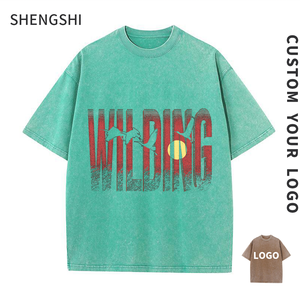 SSC T-shirt unisexe en vrac coton 320g détendu col rond tendances à séchage rapide Pigment lavage Gym avec Logo personnalisé quantité minimale de commande 5 pièces T-shirt en vrac pour unisexe - Product Image 1