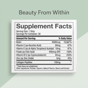 Tiras de Vitaminas Orales Disolubles Personalizadas con Biotina y Colágeno, Favorecen el Crecimiento del Cabello, Uñas y Piel, Suplemento Vitamínico Compuesto - Product Image 4