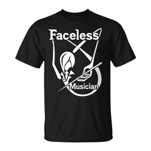 Camiseta premium Faceless Musician, negra, unisex, talla para adultos, diseño artístico - Product Image 2