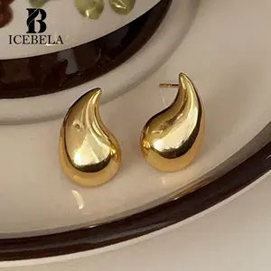 ICEBELA Wholesale Factory Price 925 Sterling Silver Tear Drop Earrings Women Gold Plated Jewelry Women Stud Earrings For Girls