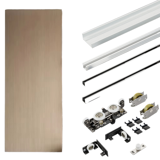 Modern Durable Aluminum Alloy Concealed Sliding Barn Door Hardware System Soft Close Dustproof Insectproof Soundproof 2-Year