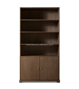 RH legno massello impiallacciatura scaffale regolabile pomello ottone libreria - Product Image 3