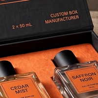 Boîte à parfum rigide de luxe personnalisée, style livre noir magnétique, doublure en éponge haut de gamme réutilisable pour cosmétiques et soins de la peau, double flacon
