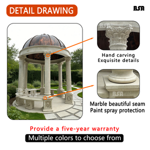 Pavillons <span class=keywords><strong>en</strong></span> marbre sur mesure de grande taille, piliers <span class=keywords><strong>en</strong></span> pierre de <span class=keywords><strong>jardin</strong></span>, sculptures de <span class=keywords><strong>jardin</strong></span> pour la décoration de <span class=keywords><strong>jardin</strong></span> et de cour - Product Image 3