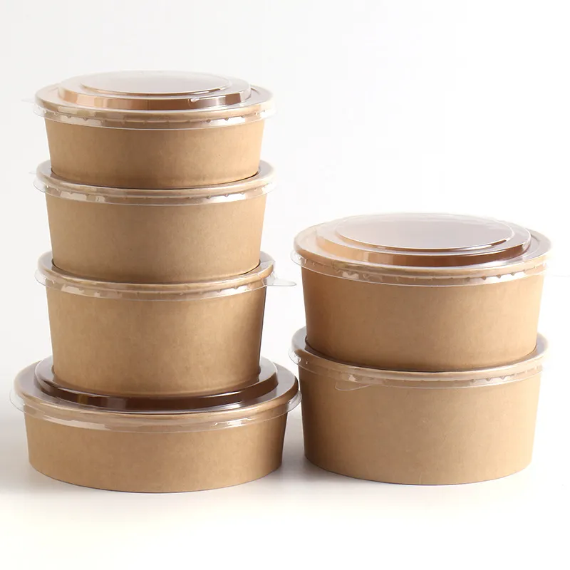 Custom Printing Food Packing Box Container Salad Bowls Kraft Paper Bowl
