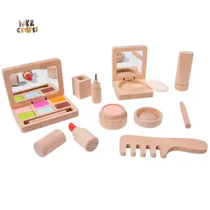 Massivholz so tun, als würde Haus Spielzeug Schönheit Mädchen Rollenspiel Make-up Spielzeug Set Geburtstags geschenk spielen