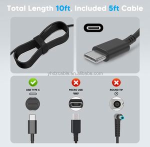 Adaptateur secteur USB C Premium 65W pour ordinateur portable Dell, câble de connexion pour ordinateur de bureau, câble de charge rapide TYPE C - Product Image 6