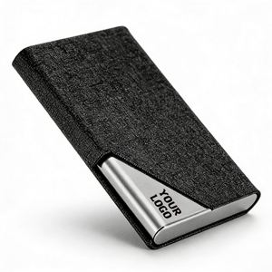 PU Leather & Stainless Steel Business Cards Holder <b>Metal</b> Card Holders Slim Business Card Case <b>Wallet</b> - Product Image 1