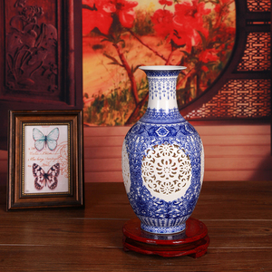 Prix compétitif Vase élégant artisanal délicat doublement évidé bleu blanc pastel - Product Image 5