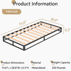 Cadre de lit en gros d'usine avec <span class=keywords><strong>lattes</strong></span> robustes, montage facile, lit plateforme gain de place pour appartement/chambre d'hôtel - Product Image 6