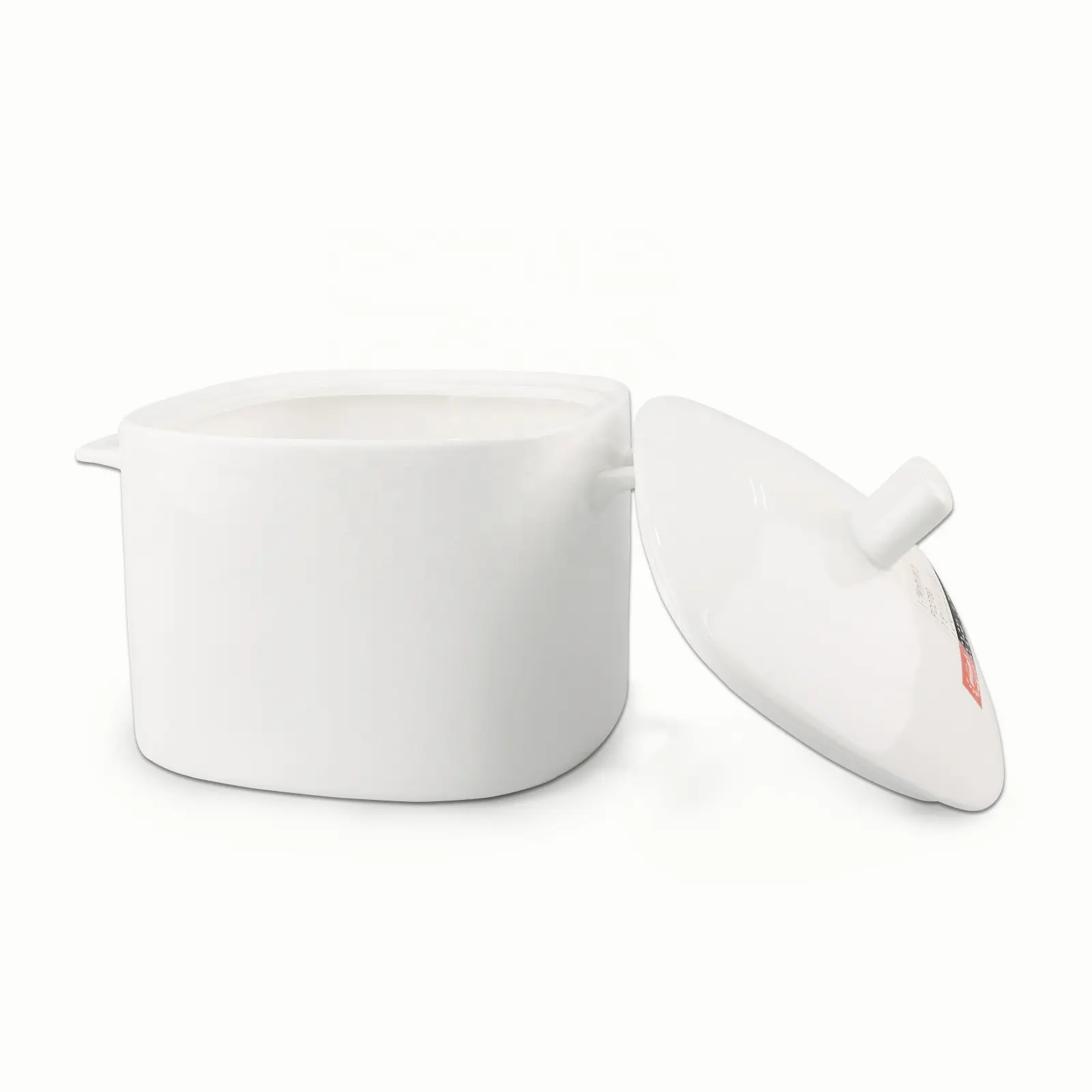 Zuppiera in ceramica bianca a forma quadrata di prezzo economico dell'hotel con coperchio ciotola di riso con mestolo per zuppiera promozionale set zuppiera