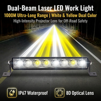 Barre lumineuse LED laser universelle 12V-80V super lumineuse, double couleur jaune et blanc, pour calandre avant, phare de conduite pour camion tout-terrain, SUV, VTT
