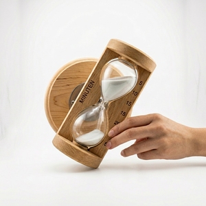 Reloj de Arena Giratorio de Madera de 15 <span class=keywords><strong>Minutos</strong></span>, Temporizador de Arena Blanca, Decoración Redonda para Escritorio, Sauna y Baño - Product Image 2
