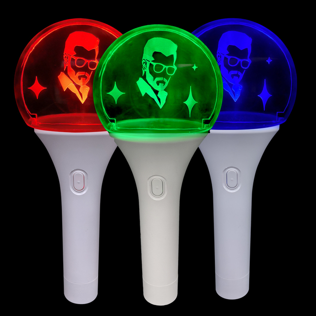 Custom LOGO Modern Letterpress Printed Glowing Stick Acrylic Ball Concert Kpop Led Cheering Props Light Stick for Sports Party