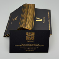 Cartes de Visite Noires Personnalisées Bordure Dorée Logo en Relief Impression en Taille-Douce Processus de Marquage à Chaud Design Gratuit Carton