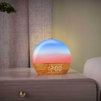 Réveil à bruit blanc personnalisable IBN avec lumière rouge phosphorescente et lampe de nuit RVB, fonction de réveil au lever du soleil