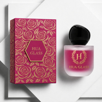 Prix d'usine, flacon de parfum givré personnalisé, 50 ml, 100 ml, flacon en verre avec étiquette privée, avec bouchon en plastique noir, luxe