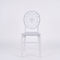 Chaise de jardin commerciale empilable en plastique PP, capacité 150 kg, dossier flocon de neige, finition mate, idéale pour hôtels, restaurants, villas et mariages
