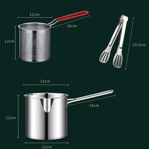 <span class=keywords><strong>Olla</strong></span> para freír profunda <span class=keywords><strong>de</strong></span> acero inoxidable 304 con cesta para freír, cesta coladora <span class=keywords><strong>de</strong></span> pasta para patatas fritas, mini <span class=keywords><strong>olla</strong></span> para cocinar tempura - Product Image 6
