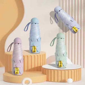 Wholesale Custom Logo 5-Fold Uv Protective Folding Easy Carry Capsule Mini Pocket <b>Umbrella</b> for Outdoor All in 1 - Product Image 1
