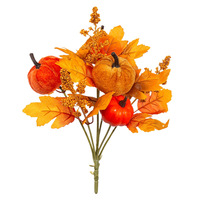 Bouquet de feuilles d'érable et de citrouilles artificielles faites à la main pour la vente en gros, idéal pour la récolte d'automne, la décoration florale de Thanksgiving, style rustique et campagnard pour la table.