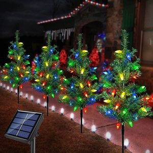 Solar Christmas <b>Tree</b> <b>Lights</b> 4-Piece Set LED Outdoor Garden Decor Water Resistant Solar Powered Free-Standing - Product Image 5
