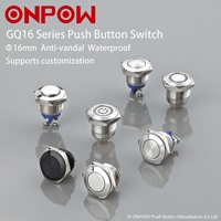 ONPOW GQ Series 10/12/16/19/22/25/30/40mm Montage sur panneau SPDT DPDT Verrouillage/Momentané Métal LED Boutons Poussoirs IP65 IP67