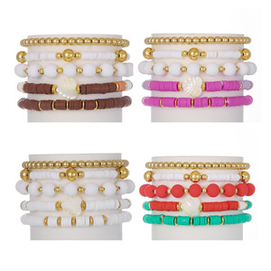 Conjunto de pulseras con cuentas a la moda, diseño de hojas de arcilla polimérica de varias capas, estilo bohemio, joyería para mujer ZXS0257 1 - Product Image 1